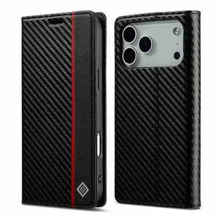 For iPhone 17 Pro Max LC.IMEEKE Carbon Fiber Leather Phone Case(Vertical Black)