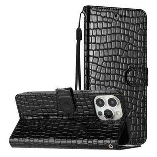 For iPhone 16 Pro Max Crocodile Texture Horizontal Flip Leather Phone Case(Black)