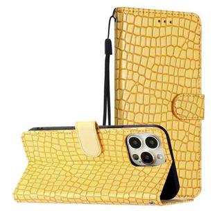 For iPhone 16 Pro Max Crocodile Texture Horizontal Flip Leather Phone Case(Yellow)