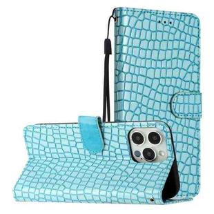 For iPhone 16 Pro Max Crocodile Texture Horizontal Flip Leather Phone Case(Light Blue)