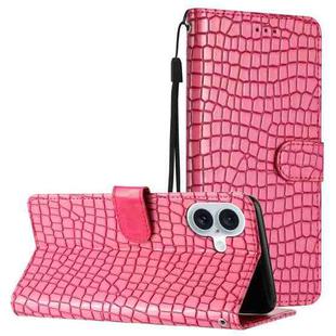 For iPhone 16 Plus Crocodile Texture Horizontal Flip Leather Phone Case(Rose Red)