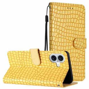 For iPhone 16 Plus Crocodile Texture Horizontal Flip Leather Phone Case(Yellow)