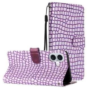 For iPhone 16 Plus Crocodile Texture Horizontal Flip Leather Phone Case(Purple)