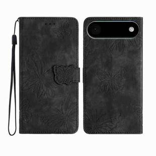 For iPhone 17 Air Skin-feel Embossed Butterfly Leather Phone Case(Black)