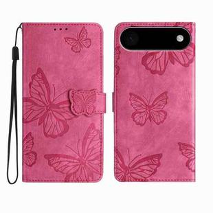 For iPhone 17 Air Skin-feel Embossed Butterfly Leather Phone Case(Rose Red)