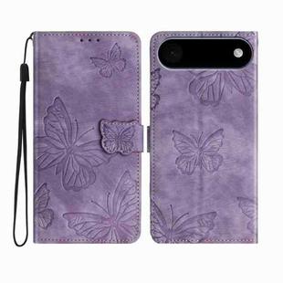 For iPhone 17 Air Skin-feel Embossed Butterfly Leather Phone Case(Purple)
