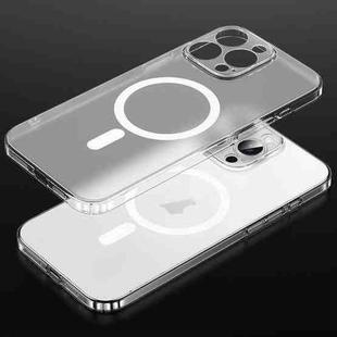 For iPhone 15 Pro Max SULADA Crystal Sand Series Electroplating Frosted MagSafe Magnetic Phone Case(Transparent)