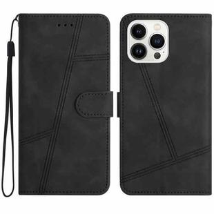 For iPhone 16 Pro Max Skin-feel Stitching Leather Phone Case(Black)