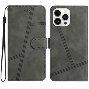 For iPhone 16 Pro Skin-feel Stitching Leather Phone Case(Grey)