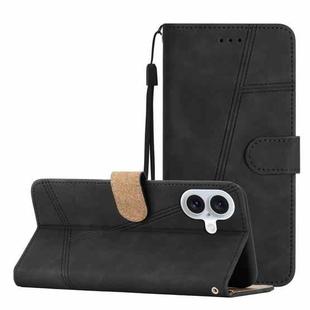 For iPhone 16 Skin-feel Stitching Leather Phone Case(Black)