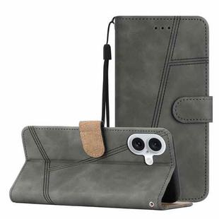 For iPhone 16 Skin-feel Stitching Leather Phone Case(Grey)