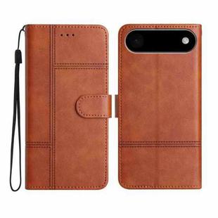 For iPhone 17 Air Cowhide Texture Stitching Leather Phone Case(Brown)