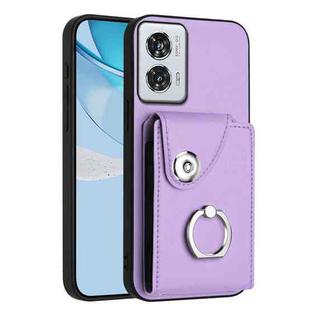 For Motorola Edge 50 Fusion Global Organ Card Bag Ring Holder Phone Case(Purple)