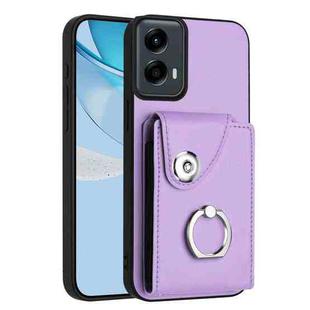 For Motorola Moto G 5G 2024 Organ Card Bag Ring Holder Phone Case(Purple)