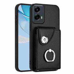 For Motorola Moto G 5G 2024 Organ Card Bag Ring Holder Phone Case(Black)