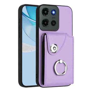 For Motorola Edge 60 Stylus Organ Card Bag Ring Holder Phone Case(Purple)