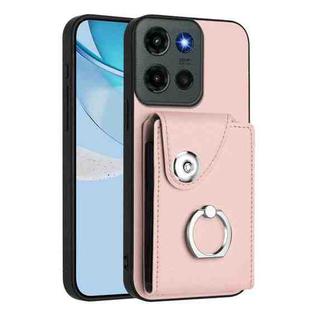 For Motorola Edge 60 Stylus Organ Card Bag Ring Holder Phone Case(Pink)