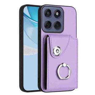 For Motorola Edge 60 Fusion / Edge 60 Organ Card Bag Ring Holder Phone Case(Purple)