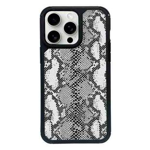 For iPhone 15 Pro Max Exclusive Design Style PC Full Coverage Pattern Phone Case(Silver Python Texture)