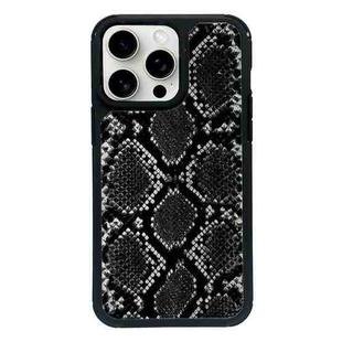 For iPhone 15 Pro Max Exclusive Design Style PC Full Coverage Pattern Phone Case(Black Python Texture)