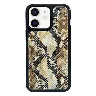 For iPhone 12 Exclusive Design Style PC Full Coverage Pattern Phone Case(Gold Python Texture)