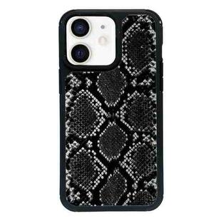 For iPhone 12 Exclusive Design Style PC Full Coverage Pattern Phone Case(Black Python Texture)