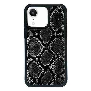 For iPhone XR Exclusive Design Style PC Full Coverage Pattern Phone Case(Black Python Texture)