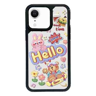 For iPhone XR Exclusive Design Style PC Full Coverage Pattern Phone Case(HELLO Rabbit)