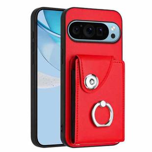 For Google Pixel 9 / 9 Pro Organ Card Bag Ring Holder Phone Case(Red)