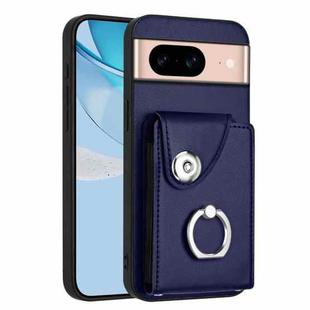 For Google Pixel 8a Organ Card Bag Ring Holder Phone Case(Blue)