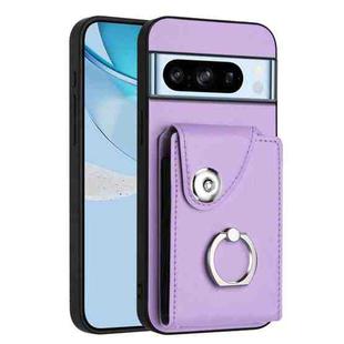 For Google Pixel 8 Pro Organ Card Bag Ring Holder Phone Case(Purple)