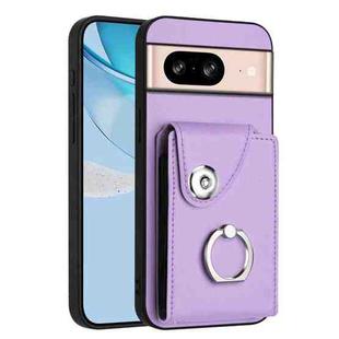 For Google Pixel 8 Organ Card Bag Ring Holder Phone Case(Purple)