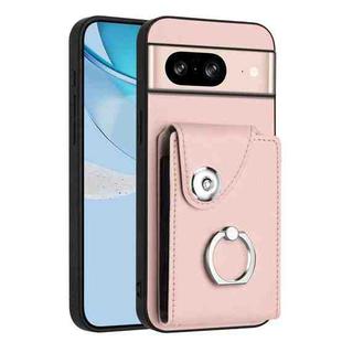 For Google Pixel 8 Organ Card Bag Ring Holder Phone Case(Pink)