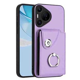 For Huawei Pura 70 Pro / 70 Pro+ Organ Card Bag Ring Holder Phone Case(Purple)