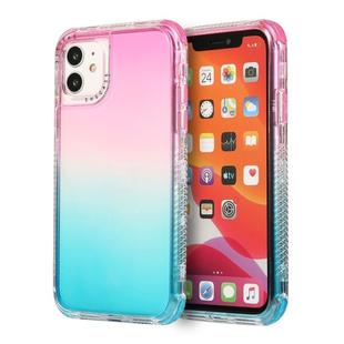 For iPhone 12 mini 3 In 1 Dreamland PC + TPU Gradient Two-color Transparent Border Protective Case(Pink Blue)