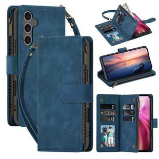 For Samsung Galaxy S24 FE 5G Multifunctional Crossbody Zipper Wallet Leather Phone Case(Dark Blue)