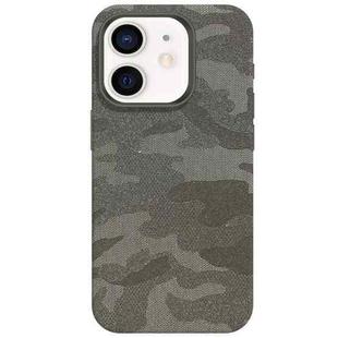 For iPhone 12 Camouflage Ice Feel Texture MagSafe PU Hybrid PC Phone Case(Grey)