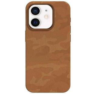 For iPhone 12 Camouflage Ice Feel Texture MagSafe PU Hybrid PC Phone Case(Brown)