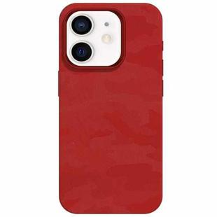 For iPhone 12 Camouflage Ice Feel Texture MagSafe PU Hybrid PC Phone Case(Red)