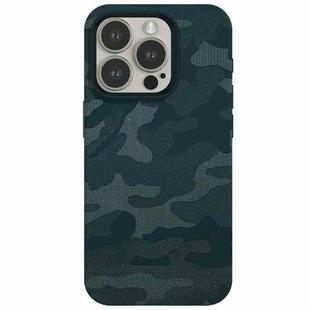 For iPhone 12 Pro Camouflage Ice Feel Texture MagSafe PU Hybrid PC Phone Case(Dark Green)