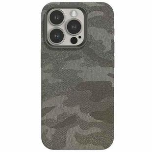 For iPhone 12 Pro Camouflage Ice Feel Texture MagSafe PU Hybrid PC Phone Case(Grey)