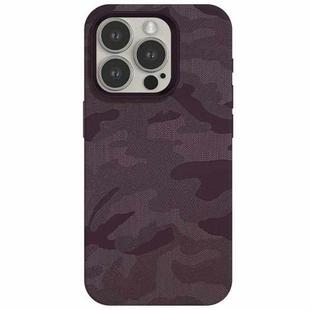 For iPhone 12 Pro Camouflage Ice Feel Texture MagSafe PU Hybrid PC Phone Case(Purple)