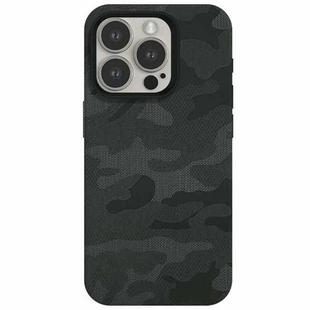 For iPhone 12 Pro Camouflage Ice Feel Texture MagSafe PU Hybrid PC Phone Case(Army Green)