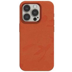 For iPhone 12 Pro Camouflage Ice Feel Texture MagSafe PU Hybrid PC Phone Case(Orange)