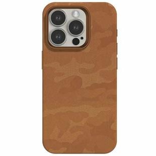 For iPhone 12 Pro Camouflage Ice Feel Texture MagSafe PU Hybrid PC Phone Case(Brown)