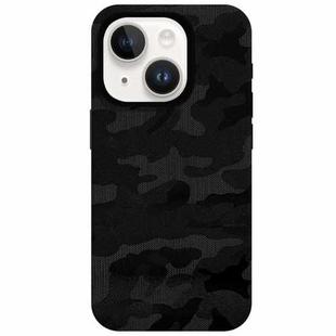 For iPhone 13 Camouflage Ice Feel Texture MagSafe PU Hybrid PC Phone Case(Black)