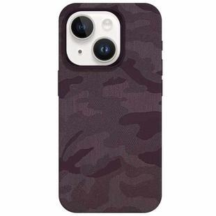 For iPhone 13 Camouflage Ice Feel Texture MagSafe PU Hybrid PC Phone Case(Purple)