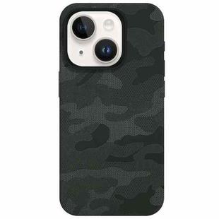 For iPhone 13 Camouflage Ice Feel Texture MagSafe PU Hybrid PC Phone Case(Army Green)