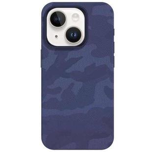 For iPhone 13 Camouflage Ice Feel Texture MagSafe PU Hybrid PC Phone Case(Blue Purple)