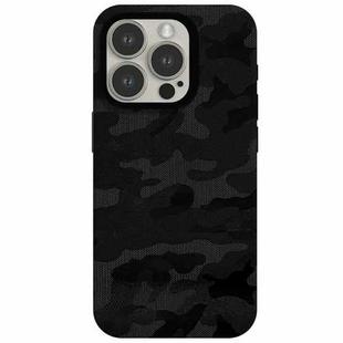 For iPhone 13 Pro Max Camouflage Ice Feel Texture MagSafe PU Hybrid PC Phone Case(Black)